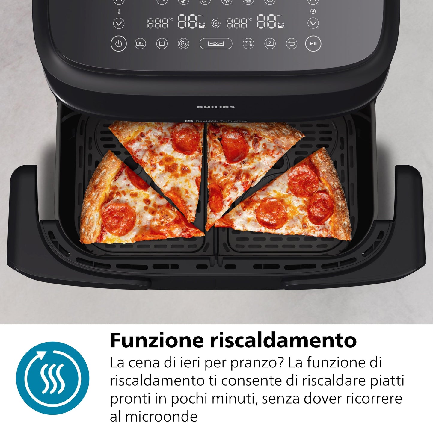 PHILIPS PED NA150 | CUCINA | COTTURA CIBI | FRIGGITRICI | FRIGGITRICE AD ARIA 2450W 2ZONE 3.55+3.55L