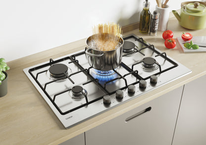 CANDY BI CHW7X|33801969|Piano Gas da 75cm inox;  Griglie in piattina; 5 fuochi; ultraBruciatore Rapi