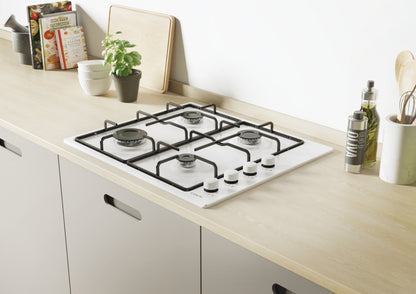 CANDY BI CHW6LWW|33801978|Piano Gas da 60cm lateral bianco;  Griglie in piattina; 4 fuochi; manopola