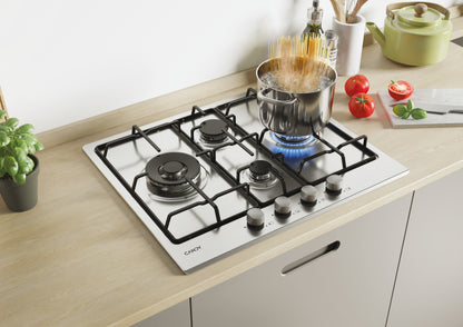 CANDY BI CHW6D4WX|33801968|Piano Gas da 60cm  inox;  Griglie in piattina; 4 fuochi diamond; doppia c