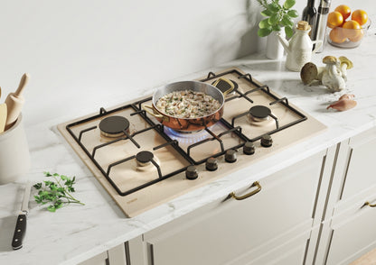 CANDY BI CHW7AV4WGT|33802733|Piano Gas da 75cm avena;  Griglie smaltate; 5 fuochi - Bruciatore Centr