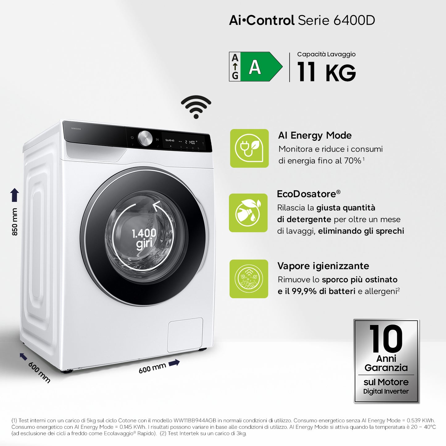 SAMSUNG BIANCO WW11DG6B85LKU3 | LAVATRICI | LAVATRICI CARICO FRONTALE | LAV. C/FRONTALE 11-11,99KG |