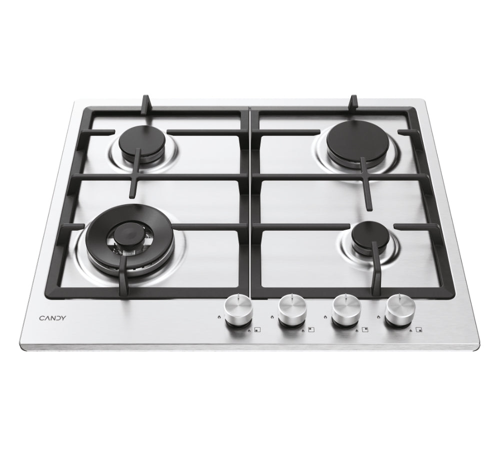 CANDY BI CHG6BF4WTX|33803487|Piano Gas da 60cm inox;  Griglie in ghisa; 4 fuochi; bruciatore special