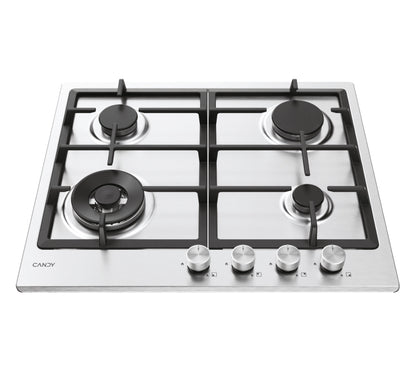 CANDY BI CHG6BF4WTX|33803487|Piano Gas da 60cm inox;  Griglie in ghisa; 4 fuochi; bruciatore special