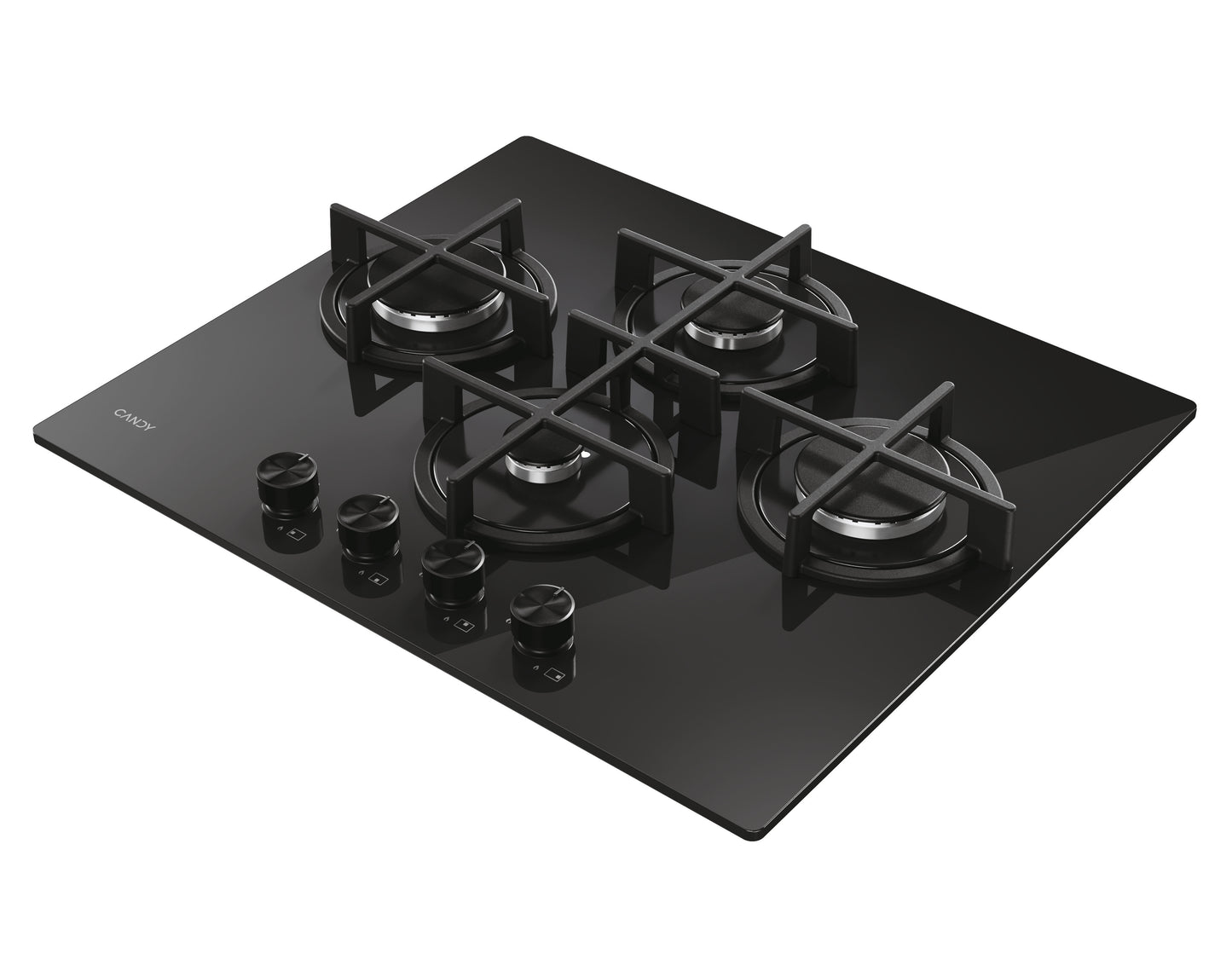 CANDY BI CVG6DTB|33803485|Piano Gas  Vetro Nero; da 60 cm; 4 Fuochi Rombo/Diamond;Griglie in ghisa;