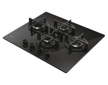 CANDY BI CVG6DTB|33803485|Piano Gas  Vetro Nero; da 60 cm; 4 Fuochi Rombo/Diamond;Griglie in ghisa;