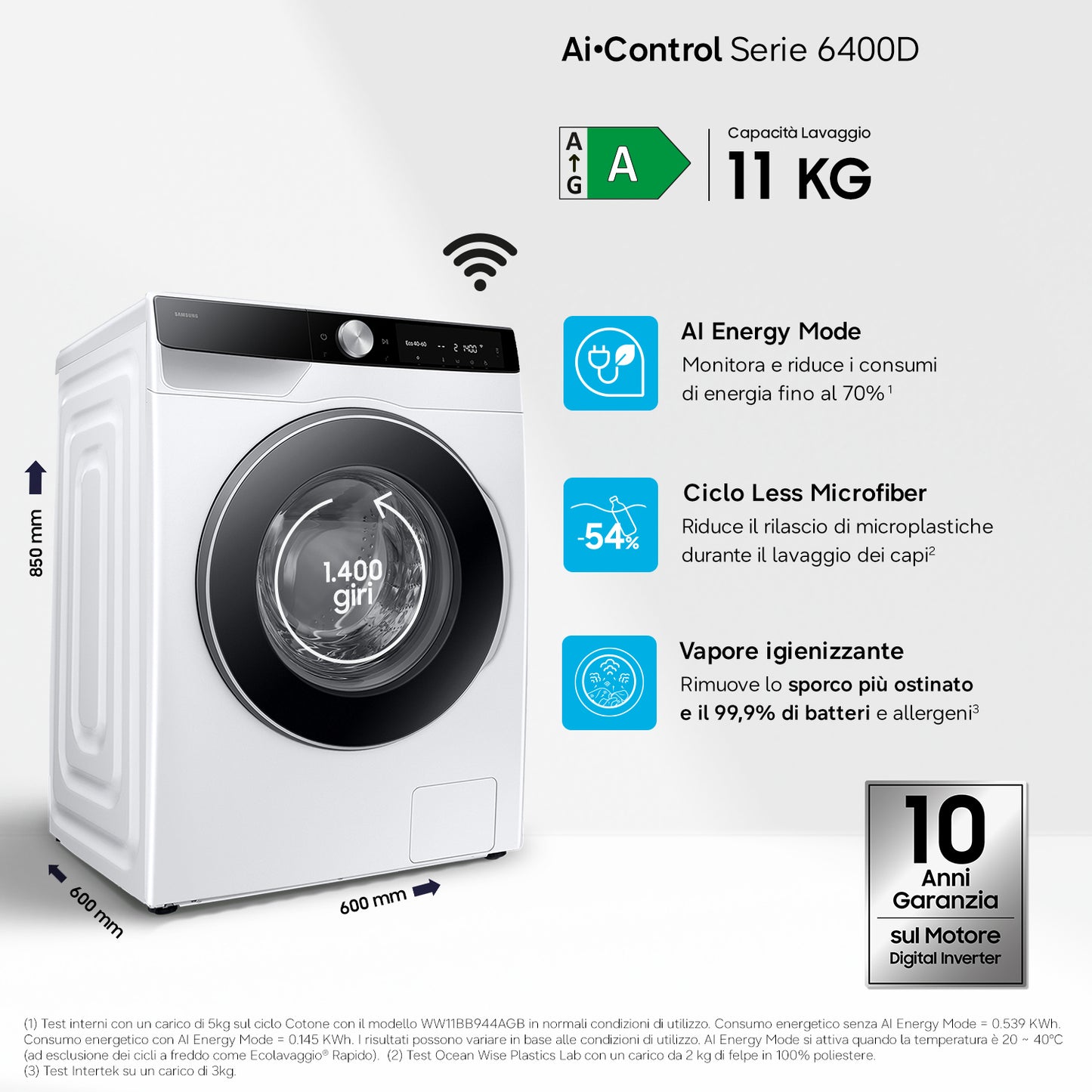 SAMSUNG TRANSF FS PROMO WW11DG6B25LKU3 | LAV.C/FRONT 11KG 1400GIRI CE.A-10% VAP. WIFI NERO