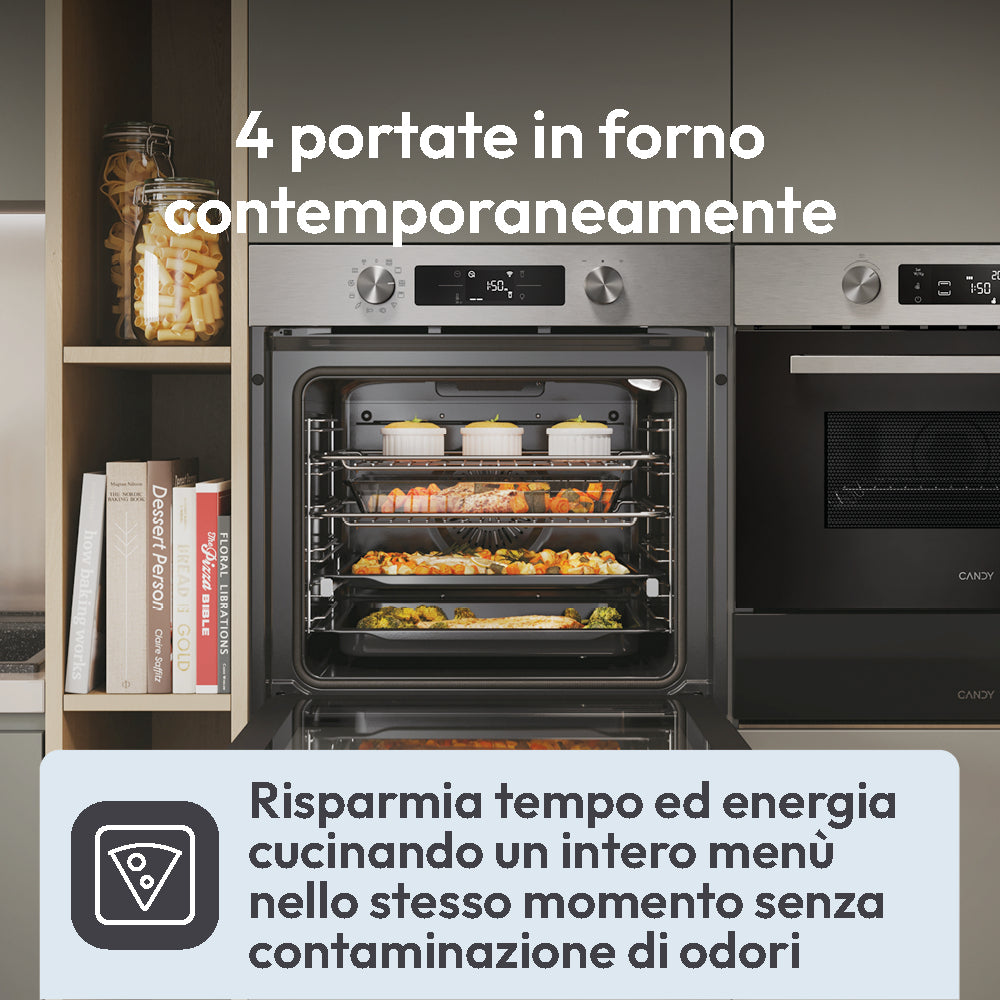 CANDY BI CA6N3B3EHTX|33703985|Forno elettrico multifunzione Finiture Vetro Nero e Acciaio Inox, Clas