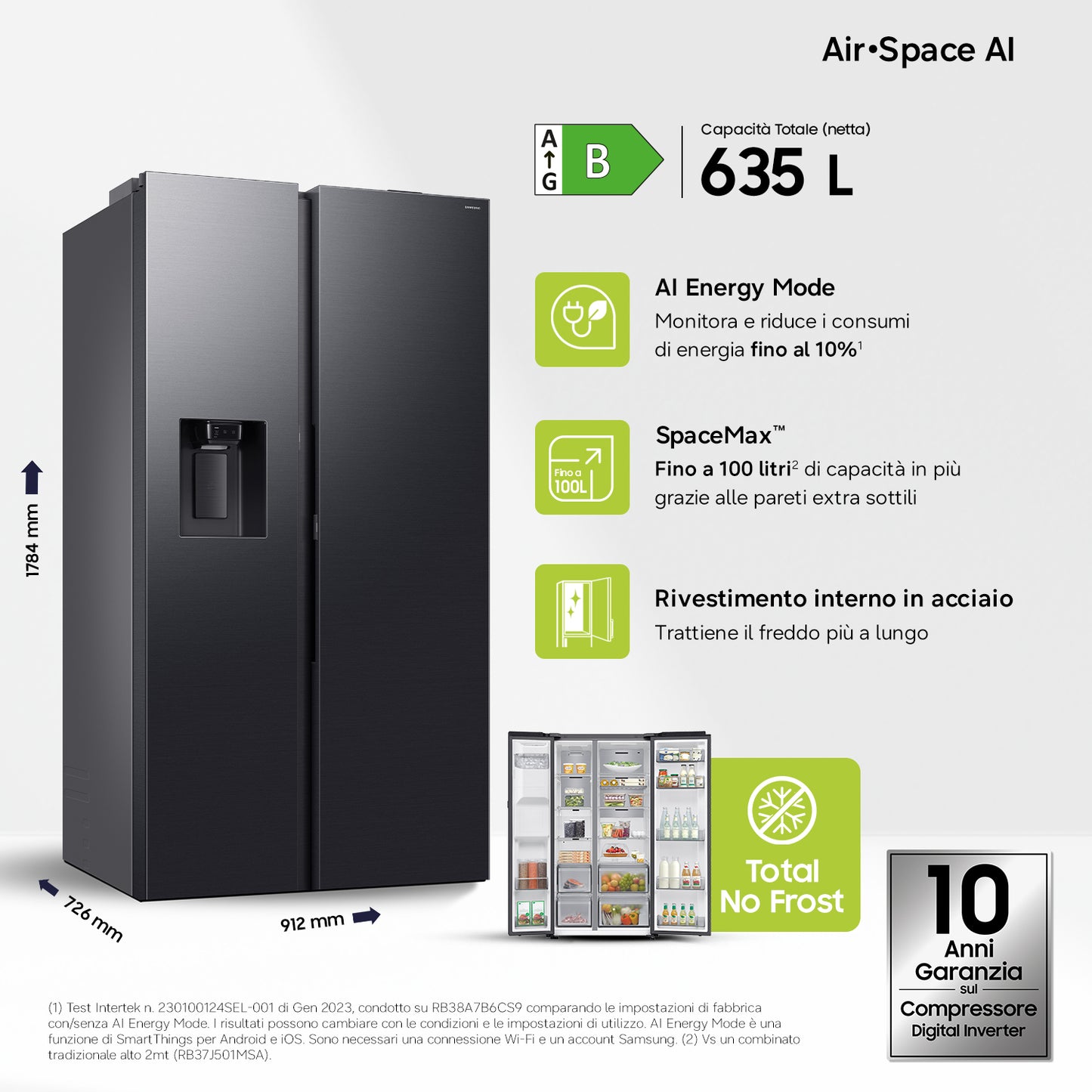 SAMSUNG BIANCO RS80F66KBFEF | FRIGORIFERI | SIDE BY SIDE | SIDE BY SIDE NO FROST | SBS 635LT CE.B NO