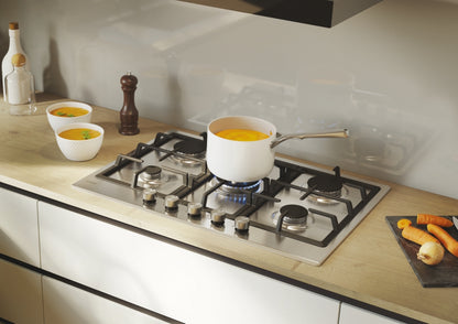 CANDY BI CHG74WTX|33803488|Piano Gas da 75cm; Griglie in ghisa; 5 fuochi; doppia corona 4KW centrale