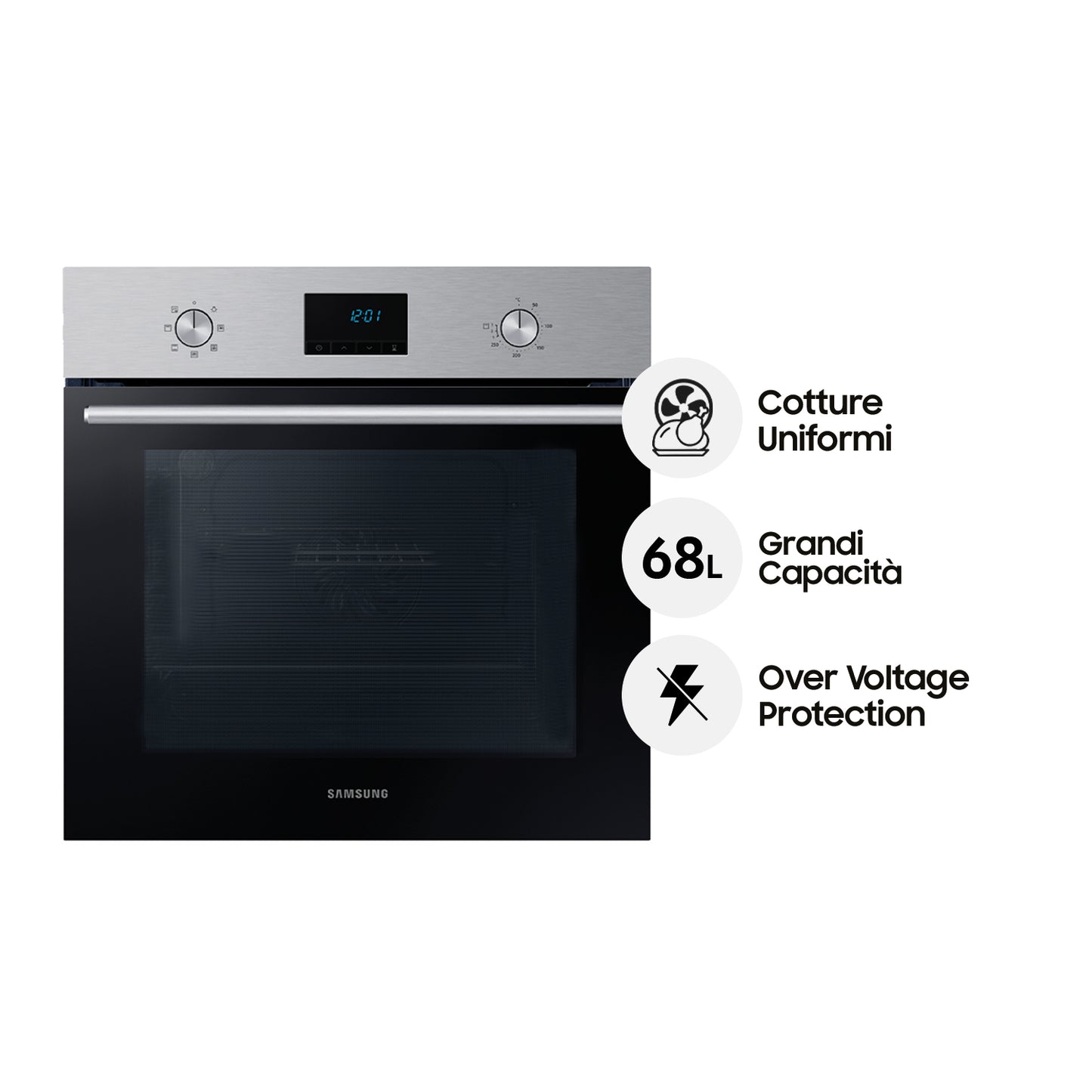 SAMSUNG FINE SERIE NV68A1110BS/ET | FORNO SAMSUNG SINGLE FAN, CLASSE : A, 68L