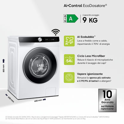 SAMSUNG BIANCO WW90DG6U85LKU3 | LAVATRICI | LAVATRICI CARICO FRONTALE | LAV. C/FRONTALE 9-9,99KG | L