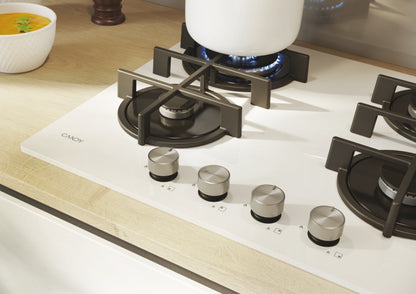 CANDY BI CVG6BR4WTW|33803481|Piano Gas Vetro Bianco ; da 60 cm; 4 fuochi; Big Rear DC 4 Bruciatore s