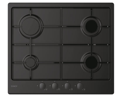 CANDY BI CHW6BRBB|33801972|Piano Gas da 60 cm nero;  Griglie in piattina; 4 fuochi con Bruciatore Ra