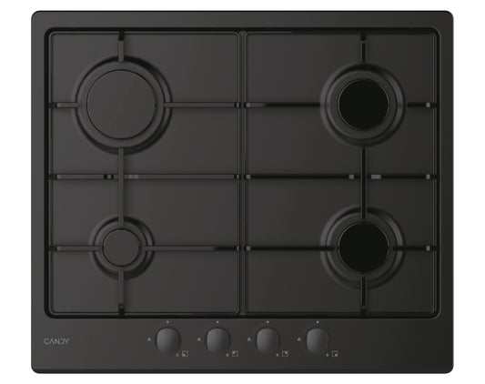 CANDY BI CHW6BRBB|33801972|Piano Gas da 60 cm nero;  Griglie in piattina; 4 fuochi con Bruciatore Ra