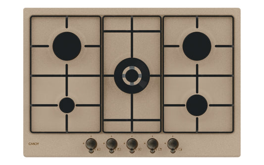 CANDY BI CHW7AV4WGT|33802733|Piano Gas da 75cm avena;  Griglie smaltate; 5 fuochi - Bruciatore Centr