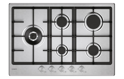 CANDY BI CHG7WL4WTX|33803489|Piano Gas da 75cm inox;  Griglie in ghisa; 5 fuochi ; bruciatore specia