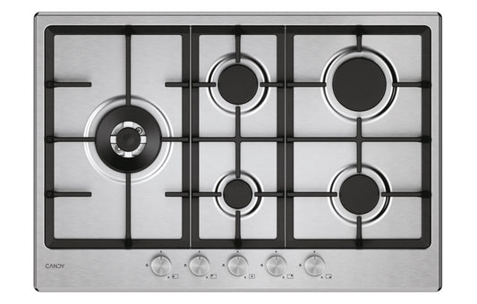 CANDY BI CHG7WL4WTX|33803489|Piano Gas da 75cm inox;  Griglie in ghisa; 5 fuochi ; bruciatore specia