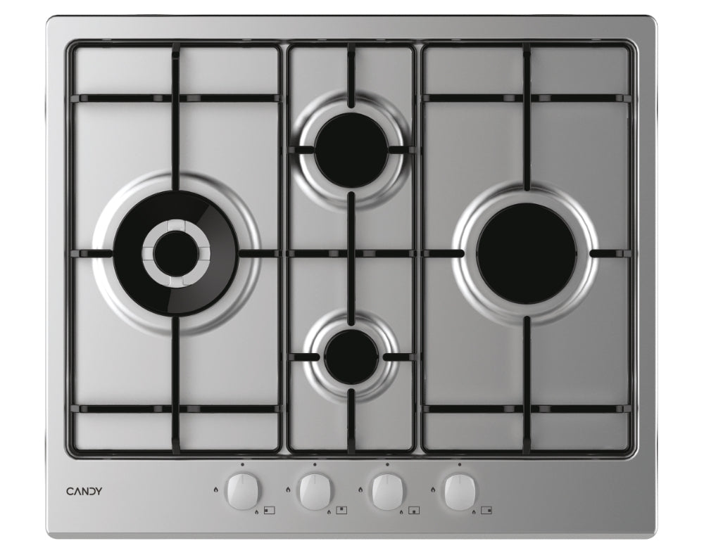 CANDY BI CHW6D4WX|33801968|Piano Gas da 60cm  inox;  Griglie in piattina; 4 fuochi diamond; doppia c