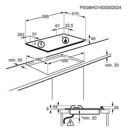 Electrolux BI   KGS6424SX   | 60 cm New Linea Slim Profilo 8 mm- 4 fuochi gas - Bruciatori ad alta e