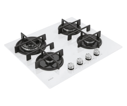 CANDY BI CVG6BR4WTW|33803481|Piano Gas Vetro Bianco ; da 60 cm; 4 fuochi; Big Rear DC 4 Bruciatore s