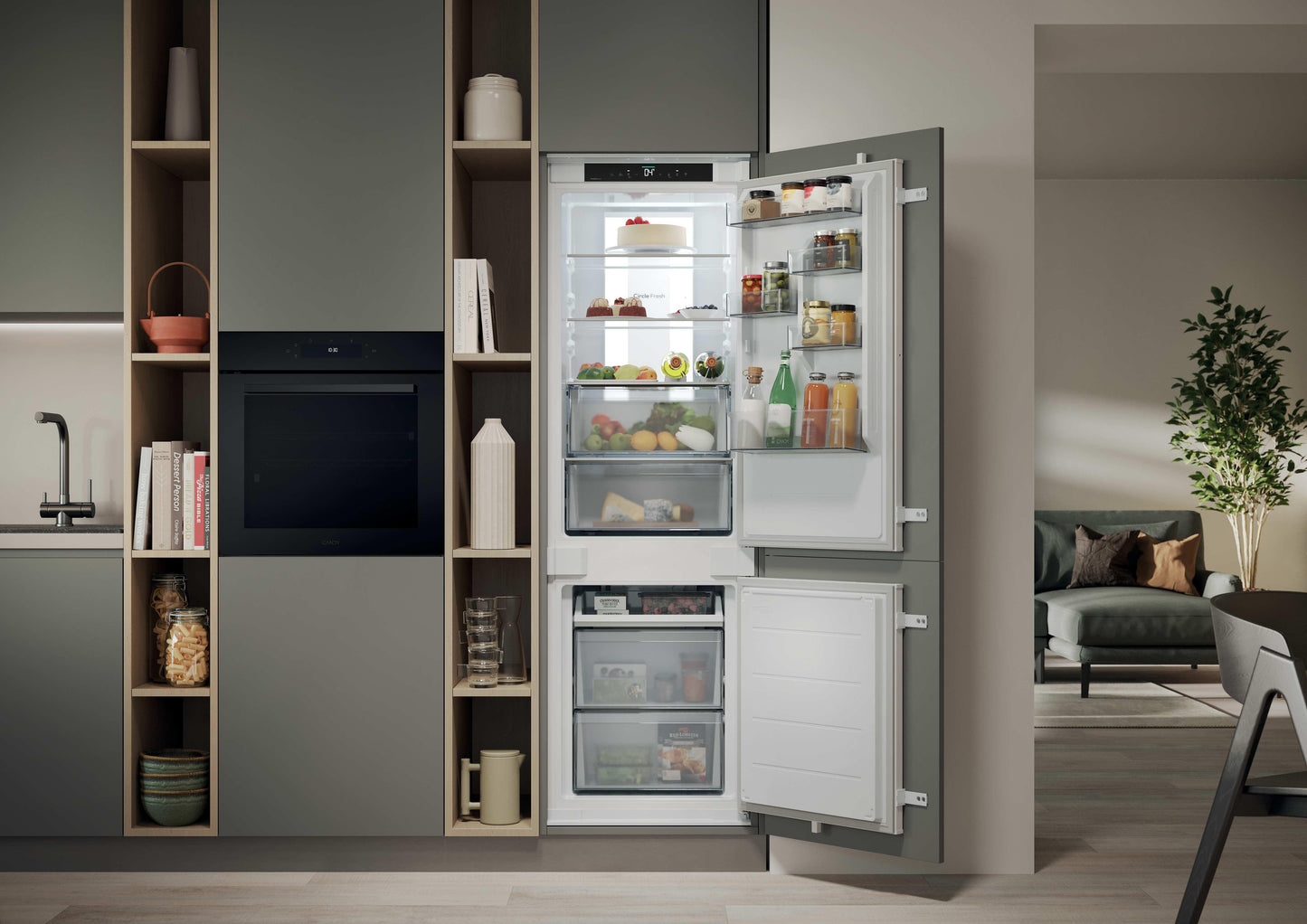 CANDY BI CNBQT5518E|34901748|Combi 177cm Total no frost, Classe Energetica E, Panorama Light; 248lt,