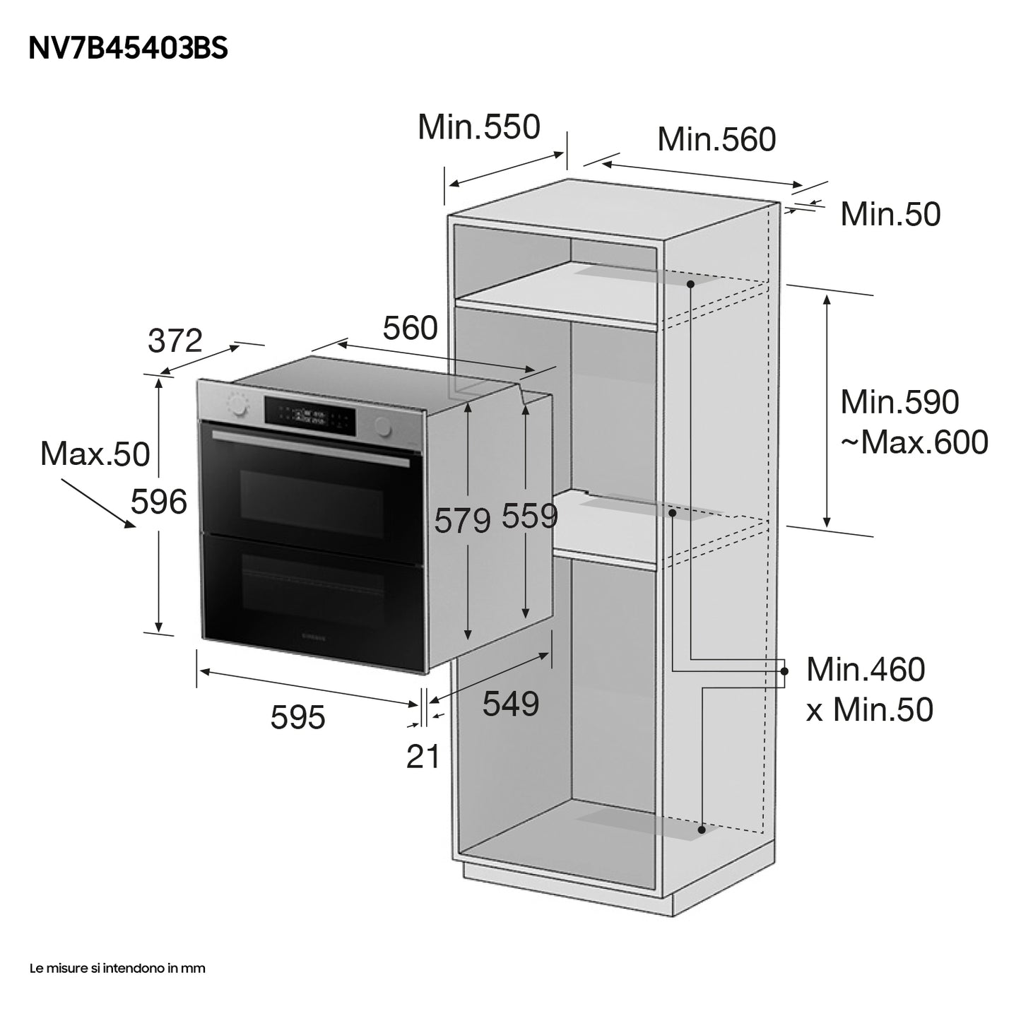SAMSUNG SELECTION NV7B45403BS/U5 | Forno Samsung Dual Cook Flex_ Serie 4 76L, Dual Cook, 4 forni in