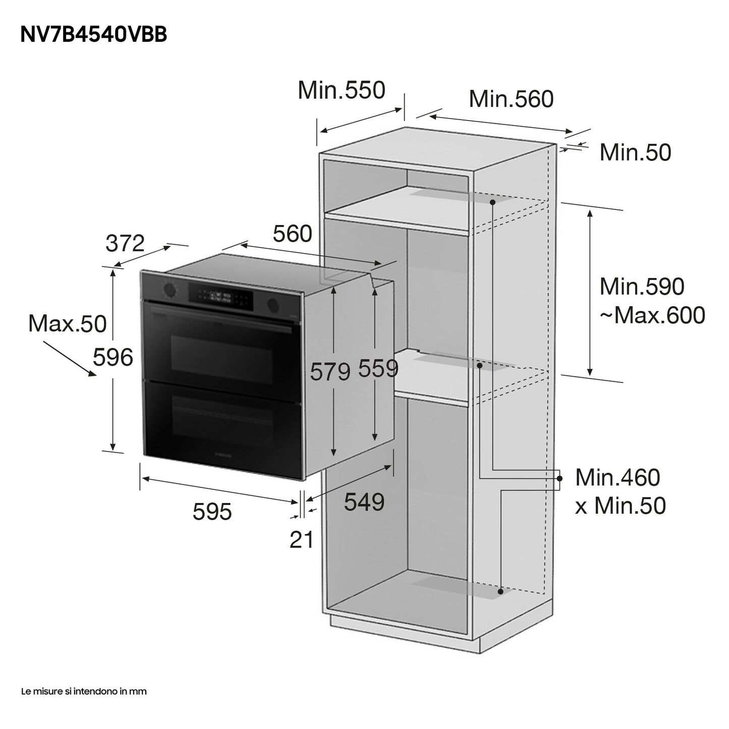 SAMSUNG SELECTION NV7B4540VBB/U5 | Forno Samsung Dual Cook Flex_ Serie 4 76L, Dual Cook, 4 forni in