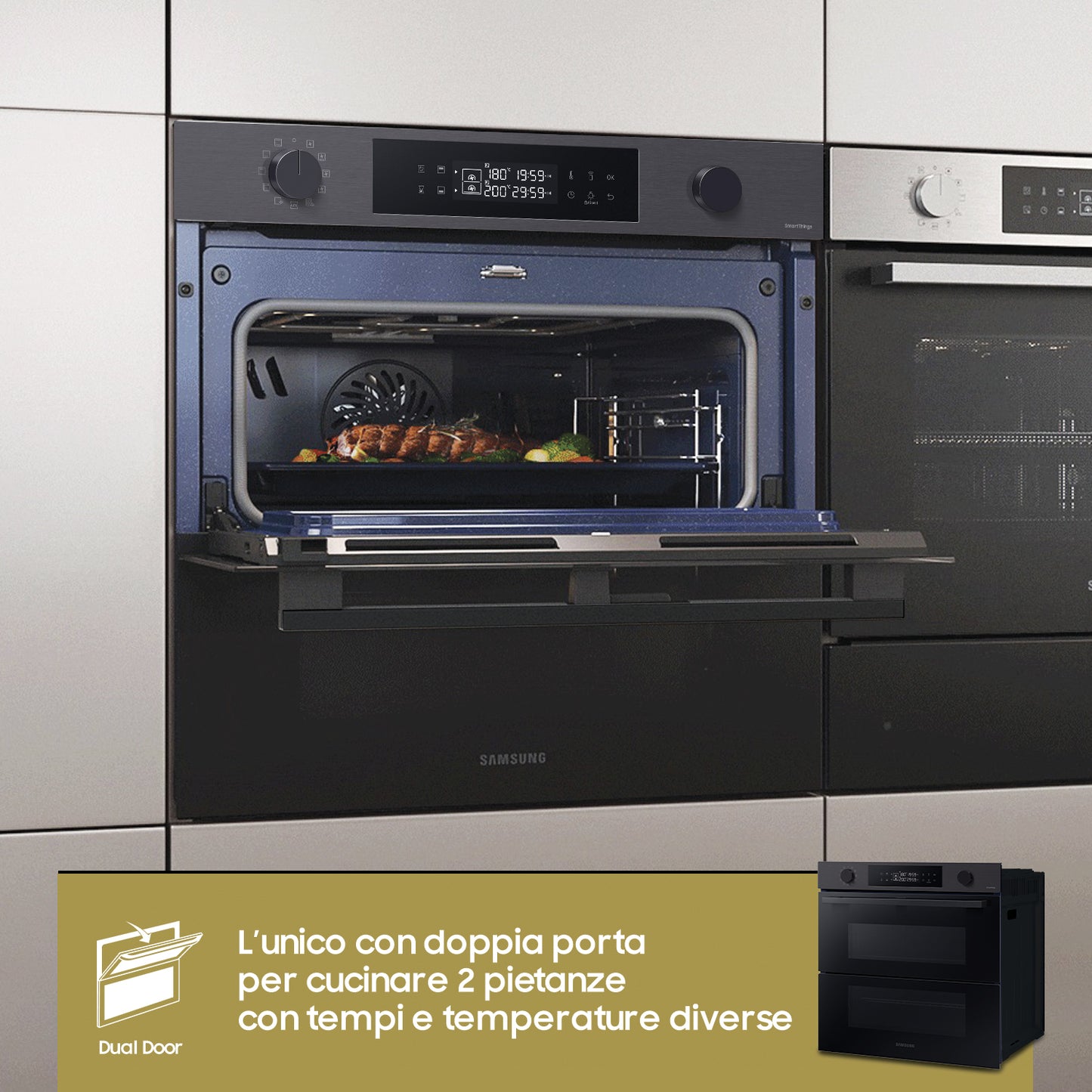 SAMSUNG SELECTION NV7B4540VBB/U5 | Forno Samsung Dual Cook Flex_ Serie 4 76L, Dual Cook, 4 forni in