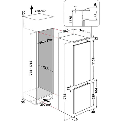 WHIRLPOOL INCASSO WHKN3253B4E | FRIGORIFERI INCASSO | FRIGORIFERI COMBINATI INCASSO | FRIGO COMBI IN