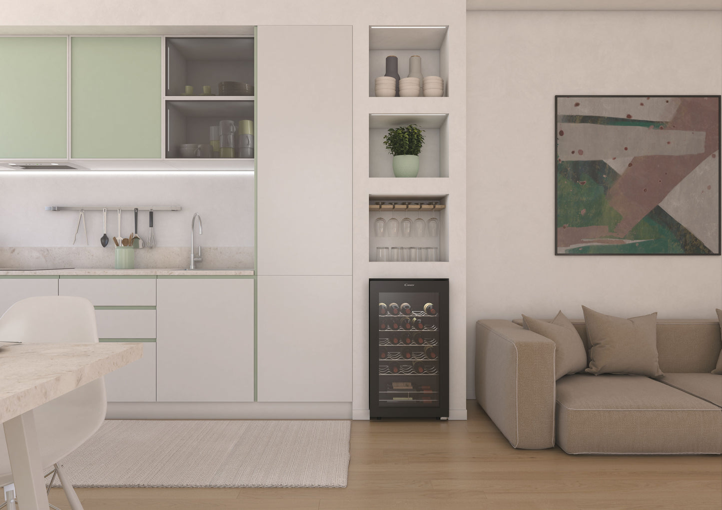 CANDY FS CWC033M | 34005572 | 850x475x456 | 48x85cm, Classe G, finitura Glass Black, Ripiani Acciaio