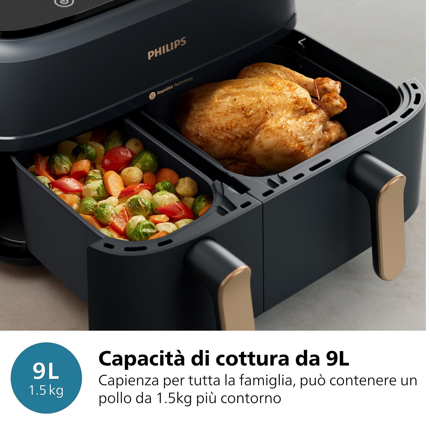 PHILIPS PED NA352 | CUCINA | COTTURA CIBI | FRIGGITRICI | FRIGGITRICE AD ARIA 2750W 2ZONE 9LT GREY/C