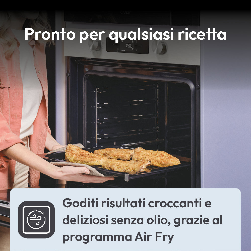CANDY BI CA6N3B3EHTX|33703985|Forno elettrico multifunzione Finiture Vetro Nero e Acciaio Inox, Clas