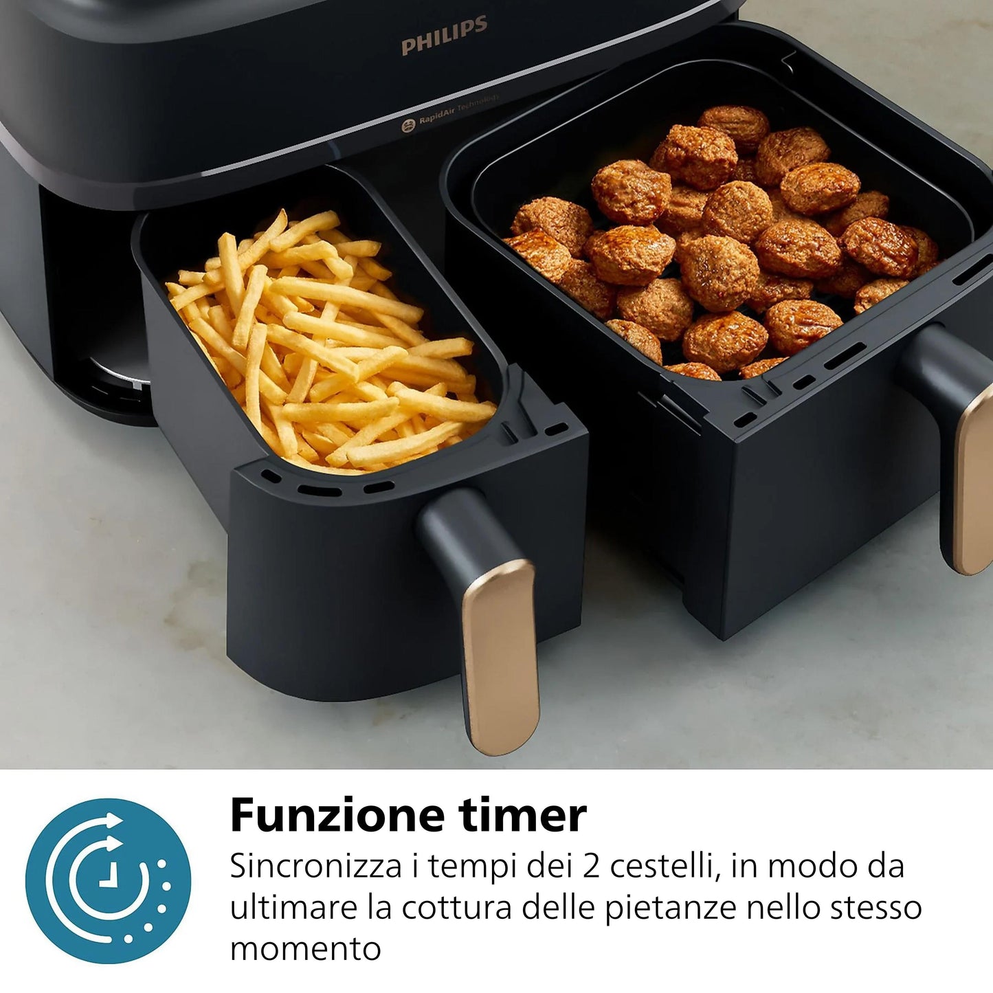 PHILIPS PED NA352 | CUCINA | COTTURA CIBI | FRIGGITRICI | FRIGGITRICE AD ARIA 2750W 2ZONE 9LT GREY/C