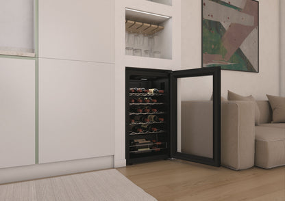 CANDY FS CWC033M | 34005572 | 850x475x456 | 48x85cm, Classe G, finitura Glass Black, Ripiani Acciaio