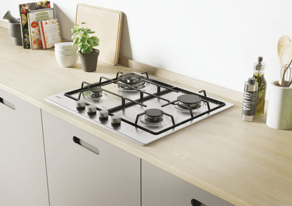 CANDY BI CHW6BR4WX|33801975|Piano Gas da 60 cm inox ;  Griglie in piattina; 4 fuochi; Bruciatore spe
