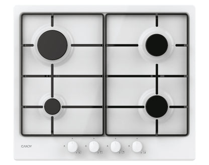 CANDY BI CHW6BRWW|33801971|Piano Gas da 60 cm bianco;  Griglie in piattina; 4 fuochi con Bruciatore