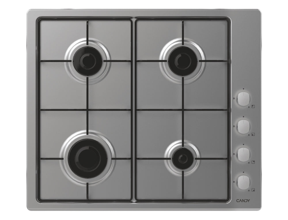 CANDY CHW6LX | 33802049 | Piano Gas da 60cm lateral inox;  Griglie in piattina; 4 fuochi Manopola in