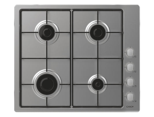 CANDY CHW6LX | 33802049 | Piano Gas da 60cm lateral inox;  Griglie in piattina; 4 fuochi Manopola in
