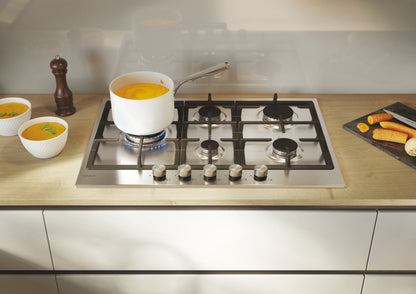 CANDY BI CHG7WL4WTX|33803489|Piano Gas da 75cm inox;  Griglie in ghisa; 5 fuochi ; bruciatore specia