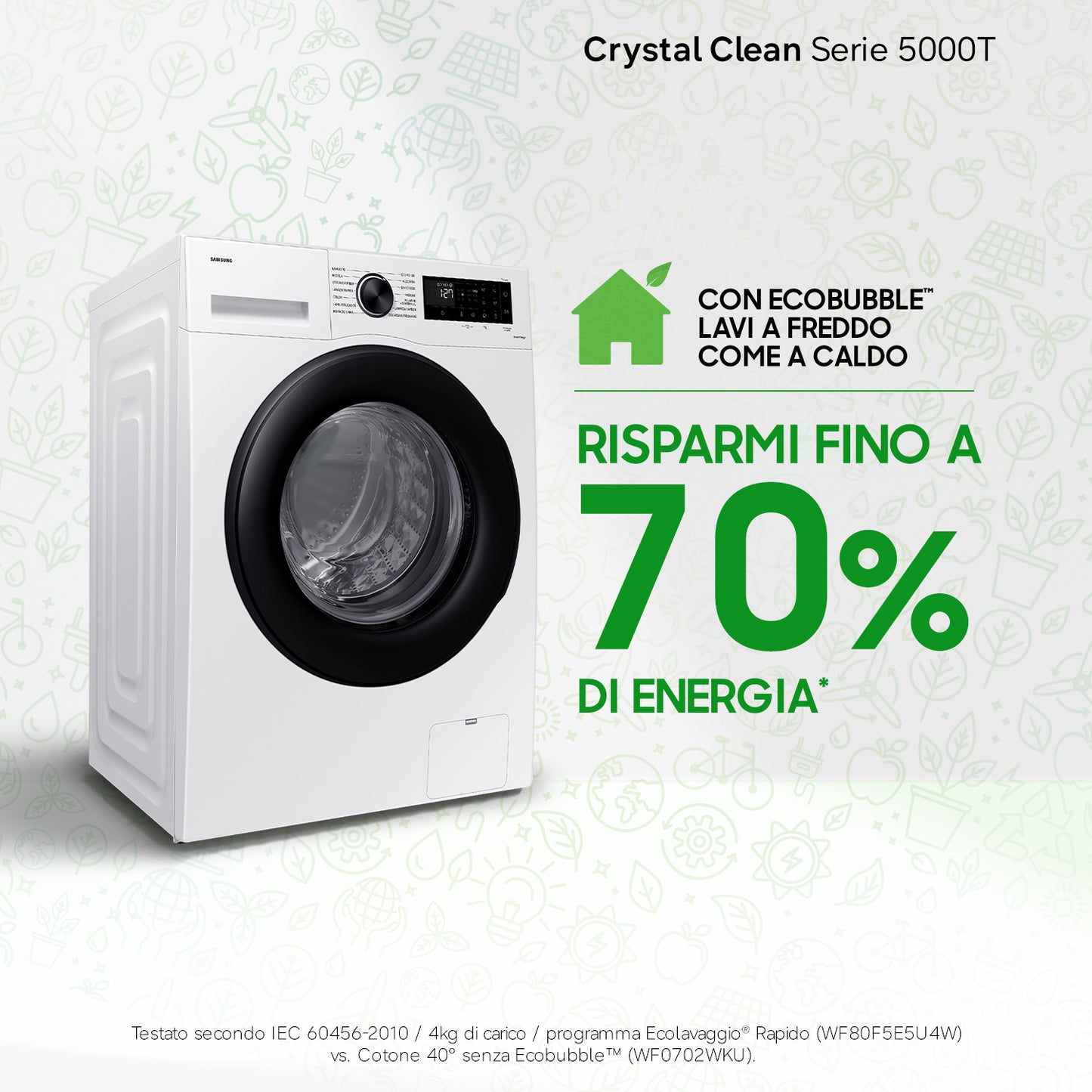 SAMSUNG BIANCO WW80CGC04DAEET | LAVATRICI | LAVATRICI CARICO FRONTALE | LAV. C/FRONTALE 8-8,99KG | L