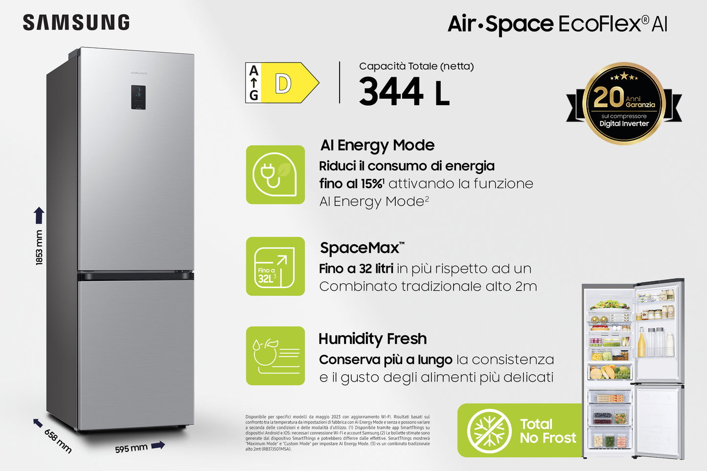 SAMSUNG BIANCO RB34C672DSAEF | FRIGORIFERI | FRIGORIFERI COMBINATI | FRIGO COMBI NO FROST | COMBI 34