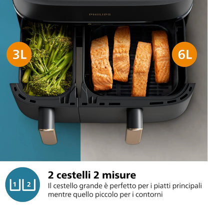 PHILIPS PED NA352 | CUCINA | COTTURA CIBI | FRIGGITRICI | FRIGGITRICE AD ARIA 2750W 2ZONE 9LT GREY/C