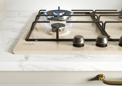 CANDY BI CHW6BRAV4WGT|33802729|Piano Gas da 60cm avena;  Griglie in piattina; 4 fuochi DC 4Kw; manop