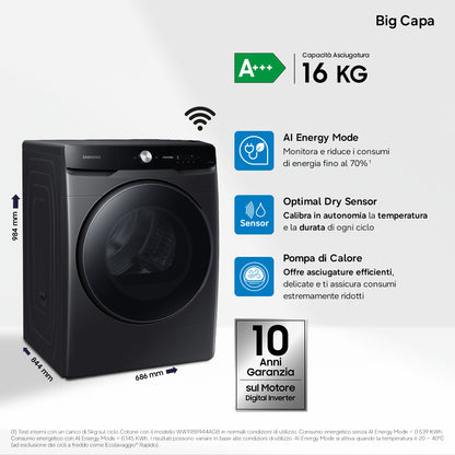 SAMSUNG BIANCO DV16DG8600BVU3 | ASCIUGATRICI | ASCIUGATRICI POMPA DI CALORE | ASCIUG. POMPA DI CALOR