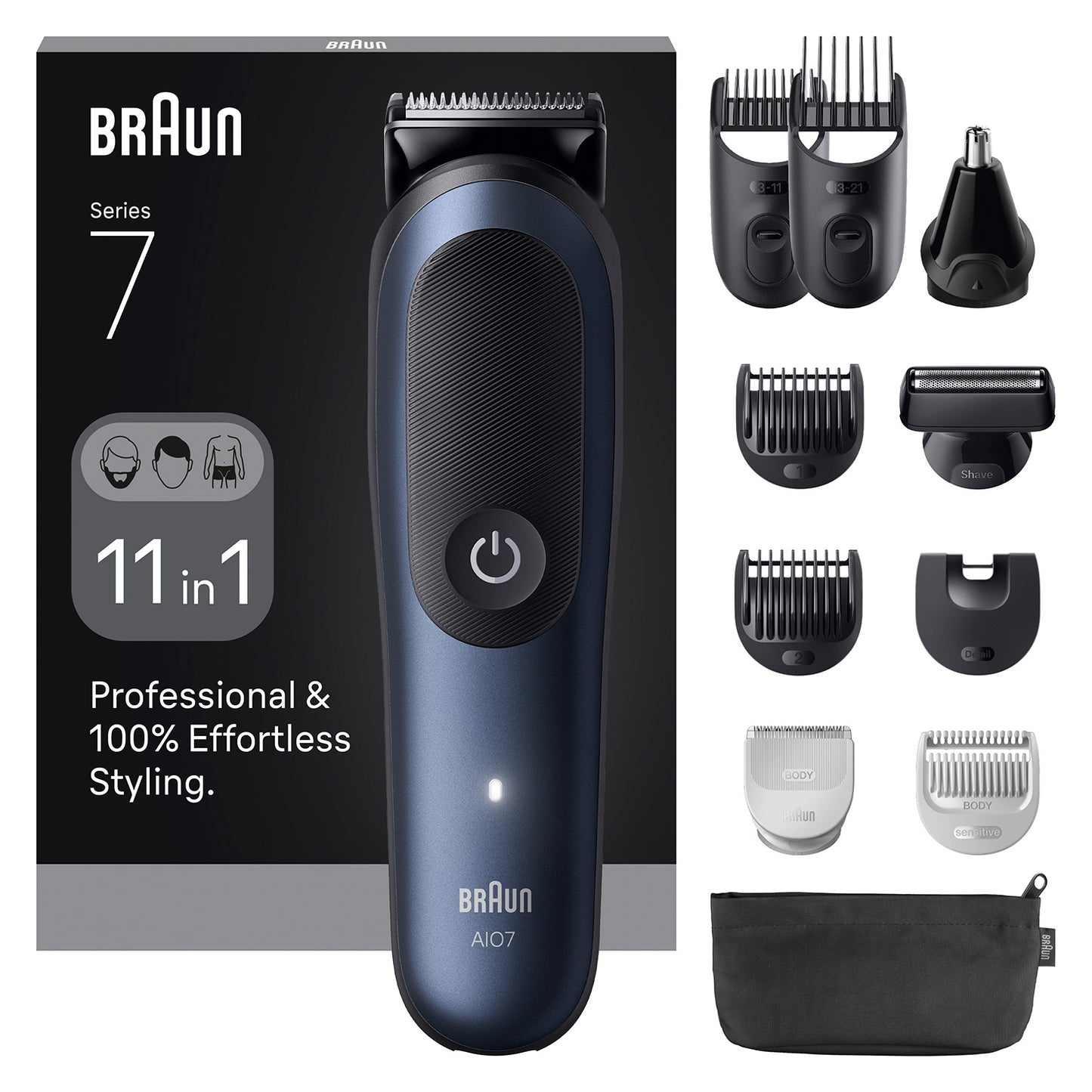 BRAUN PED AIO7540 | CURA PERSONA | RASATURA | REGOLA BARBA | REG.BARBA/CAP/OREC/NASO/CORP.11IN1 14LU