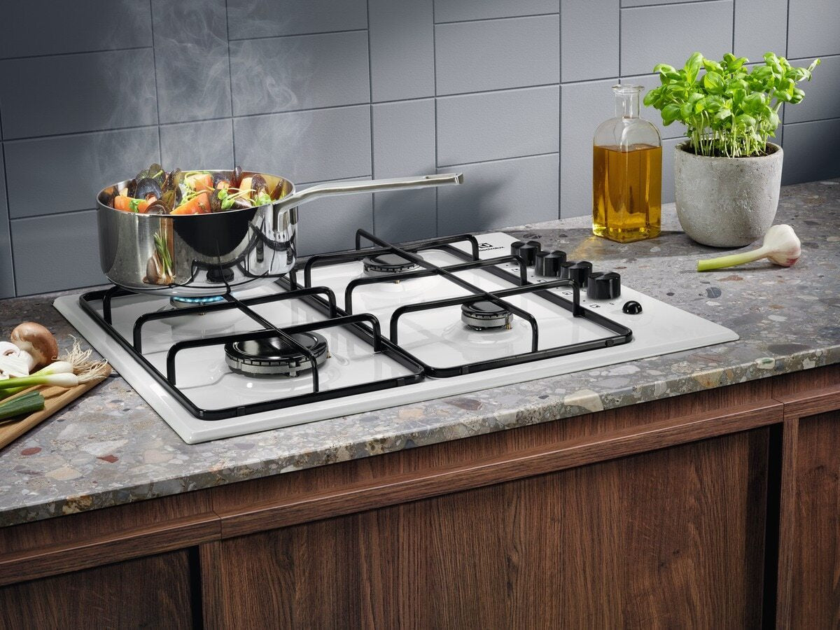 Electrolux BI   KGS6404W   | 60 cm - Slim - Comandi Laterali - 4 fuochi gas - Bruciatori Fiamma Pura