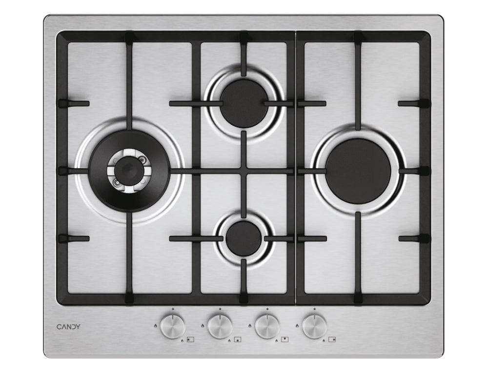 CANDY BI CHG6D4WTX|33803482|Piano Gas da 60cm inox;  Griglie in ghisa; 4 fuochi diamond; bruciatore