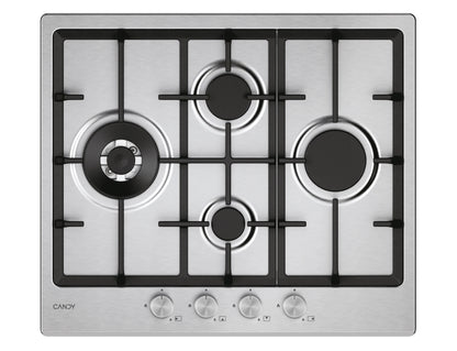 CANDY BI CHG6D4WTX|33803482|Piano Gas da 60cm inox;  Griglie in ghisa; 4 fuochi diamond; bruciatore