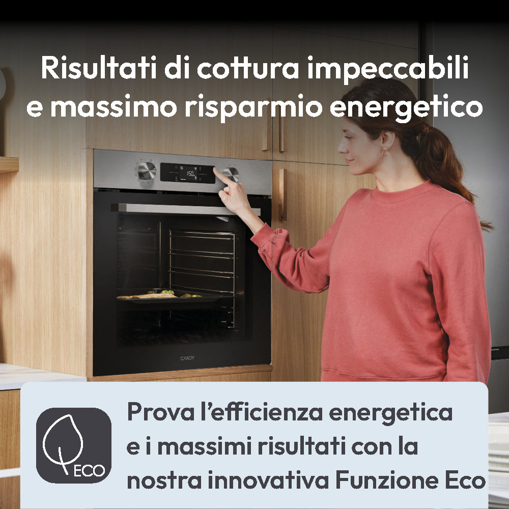 CANDY BI CA6N3B3EHTX|33703985|Forno elettrico multifunzione Finiture Vetro Nero e Acciaio Inox, Clas